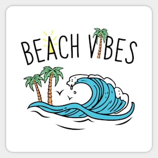 Beach Vibes Ocean Waves and Palm Trees Sticker